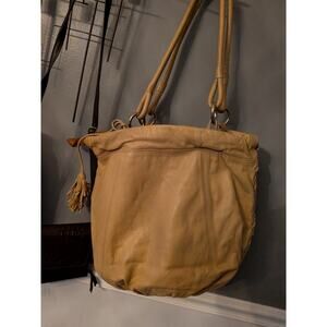 Bergé Italian Leather Embroidery Hobo Shoulder/ Tote Bag. Vintage